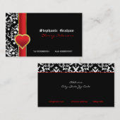 Schwarz-weiße Visitenkarte des roten Herzens (Vorne/Hinten)