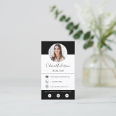 Schwarz-weiße Visitenkarte für das berufliche Foto (Stehend Vorderseite)