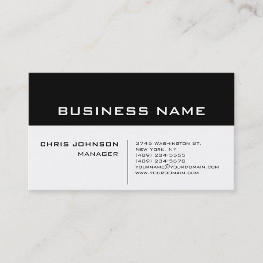 Schwarz-weiße Visitenkarte für den Chic Manager (Vorderseite)