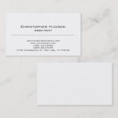 Schwarz-weiße Visitenkarte für Schlichte Architekt (Vorne/Hinten)