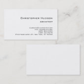 Schwarz-weiße Visitenkarte für Schlichte Architekt (Vorne/Hinten)