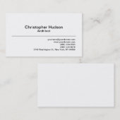 Schwarz-weiße Visitenkarte für Schlichte Architekt (Vorne/Hinten)