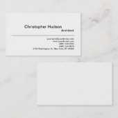 Schwarz-weiße Visitenkarte für Schlichte Architekt (Vorne/Hinten)