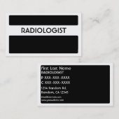 Schwarz-weiße Visitenkarten von Radiologen Visitenkarte (Vorne/Hinten)