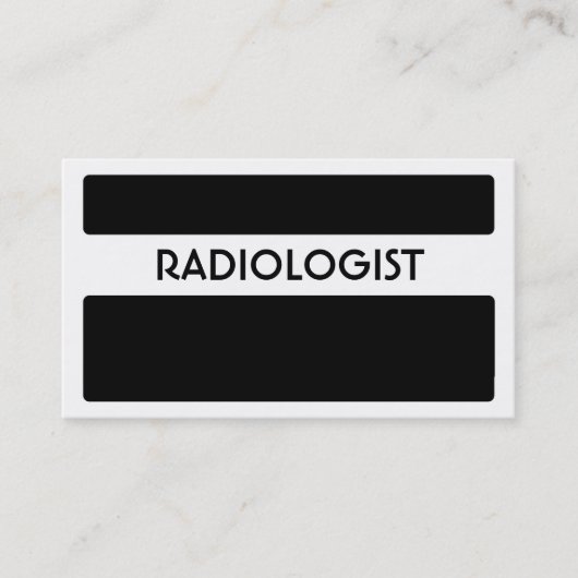 Schwarz-weiße Visitenkarten von Radiologen Visitenkarte (Vorderseite)