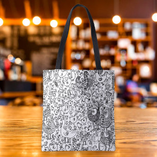 Schwarz-weiße Vögel Lustiges Whimsical-Muster Tasche