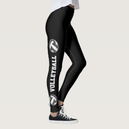 Schwarz-weiße Volleyball mit Text ins Bein Leggings