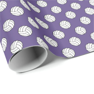 Schwarz/Weiße Volleyballbälle auf Ultra Violett Geschenkpapier