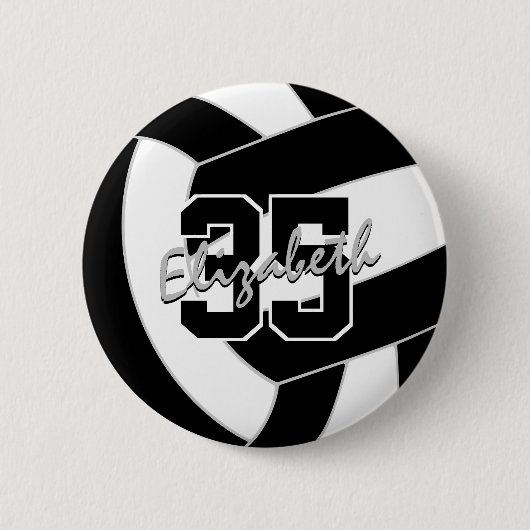 Schwarz-weiße Volleyballfarben Button (Vorderseite)