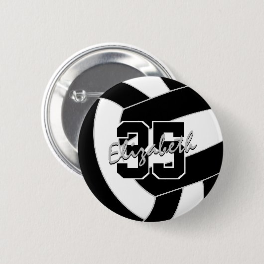 Schwarz-weiße Volleyballfarben Button (Vorne & Hinten)