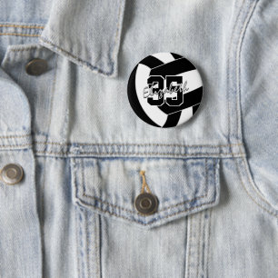 Schwarz-weiße Volleyballfarben Button