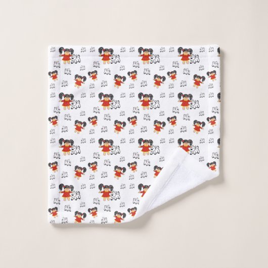 Schwarz-weiße, von Hand gezeichnet Badetücher Badhandtuch Set (Waschlappen)