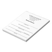 Schwarz-weiße Vorlage für den Patientenhinweis "Za Notizblock (Rotiert)