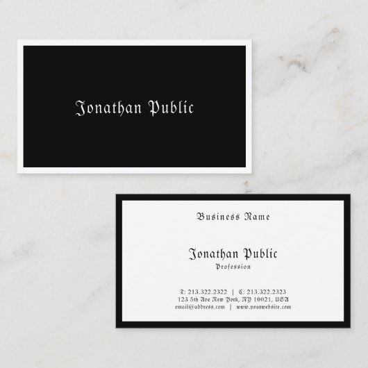 Schwarz-weiße Vorlage für kalligraphisches Skript Visitenkarte (Vorne/Hinten)