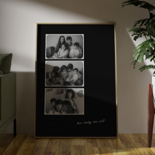 Schwarz-weiße Wandkunst mit 3 Fotos - Wie glücklic Poster