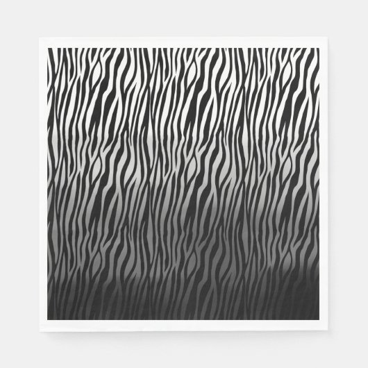 Schwarz-weiße Wasserfarbe Ombre Zebra Print Serviette (Vorderseite)