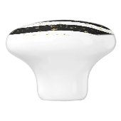 Schwarz-weiße Wasserfarben Streifen Gold Glitzer S Keramikknauf (Seitenansicht)
