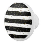 Schwarz-weiße Wasserfarben Streifen Gold Glitzer S Keramikknauf (Rechts)