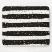 Schwarz-weiße Wasserfarben Streifen Gold Glitzer S Mousepad (Vorne)