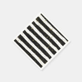 Schwarz-weiße Wasserfarben Streifen Gold Glitzer S Serviette (Ecke)