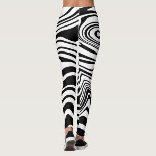 Schwarz-weiße Waves Streifen Leggings - Farben aus
