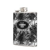 Schwarz-weiße Wavy-Muster-Trauzeugen-Geschenk Flachmann (Links)