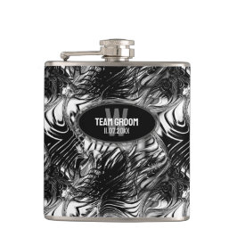 Schwarz-weiße Wavy-Muster-Trauzeugen-Geschenk Flachmann