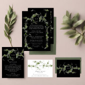 Schwarz-weiße Website | Eukalyptus Monogram Weddin RSVP Karte