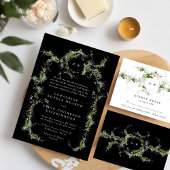 Schwarz-weiße Website | Eukalyptus Monogram Weddin RSVP Karte