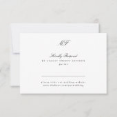 Schwarz-weiße Website Traditionelle Monogram Class RSVP Karte (Vorderseite)