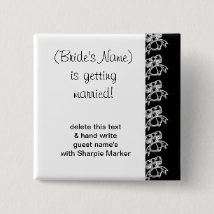 Schwarz-weiße Wedding Brautparty-NamensButtone Button