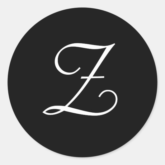 Schwarz-weiße Wedding Z Monogram Stickers (Vorderseite)