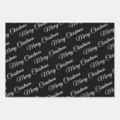 Schwarz, weiße Weihnachten, Bäume, Schneeflocken U Geschenkpapier Set (Vorderseite 2)