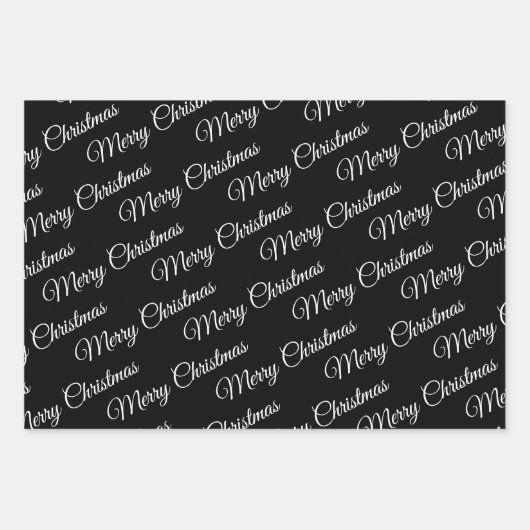 Schwarz, weiße Weihnachten, Bäume, Schneeflocken U Geschenkpapier Set (Vorderseite 2)