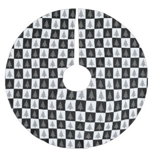 Schwarz-weiße Weihnachten Polyester Weihnachtsbaumdecke