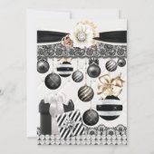 Schwarz-weiße Weihnachtsball-Einladungen Einladung (Rückseite)