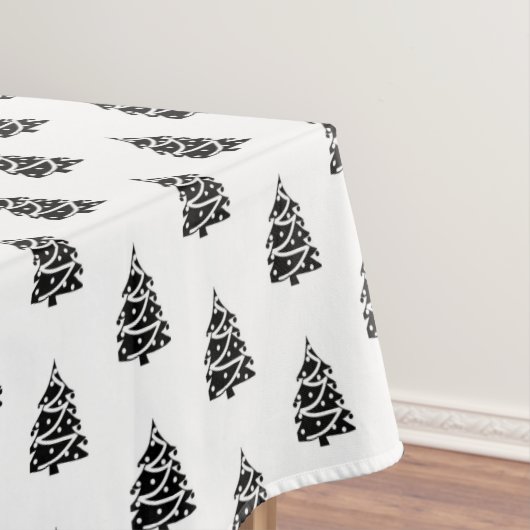 Schwarz-Weiße Weihnachtsbäume Tischdecke (Beispiel)