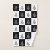 Schwarz-weiße Weihnachtsbaummuster Badhandtuch Set (Handtuch)