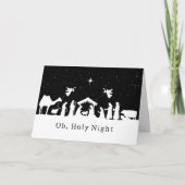 Schwarz-weiße Weihnachtskrippe religiöses Weihnach Karte (Vorderseite)