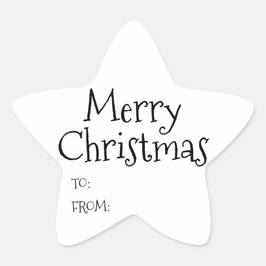Schwarz-weiße Weihnachtsleerto von niedlich Stern-Aufkleber (Vorderseite)