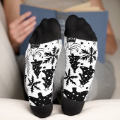 Schwarz-weiße Weihnachtsmuster-Socken Socken