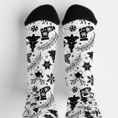 Schwarz-weiße Weihnachtsmuster-Socken Socken