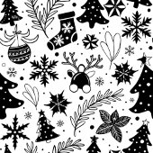 Schwarz-weiße Weihnachtsmuster-Socken Socken