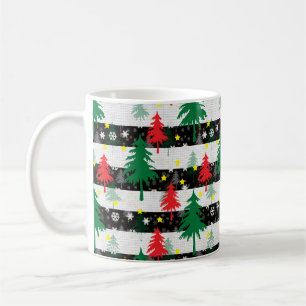 Schwarz-weiße Weihnachtsschnee Streifen Rote Grüne Kaffeetasse