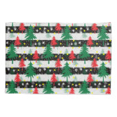 Schwarz-weiße Weihnachtsschnee Streifen Rote Grüne Kissenbezug (Rückseite)