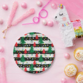 Schwarz-weiße Weihnachtsschnee Streifen Rote Grüne Pappteller (Party)