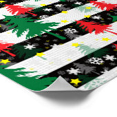 Schwarz-weiße Weihnachtsschnee Streifen Rote Grüne Poster (Ecke)