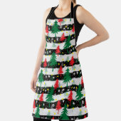 Schwarz-weiße Weihnachtsschnee Streifen Rote Grüne Schürze (InSitu)