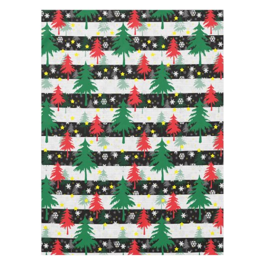 Schwarz-weiße Weihnachtsschnee Streifen Rote Grüne Tischdecke (Vorderseite)