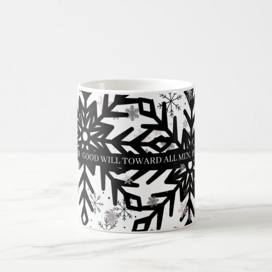 Schwarz-weiße Weihnachtstasse mit Spruch Kaffeetasse (Mittel)